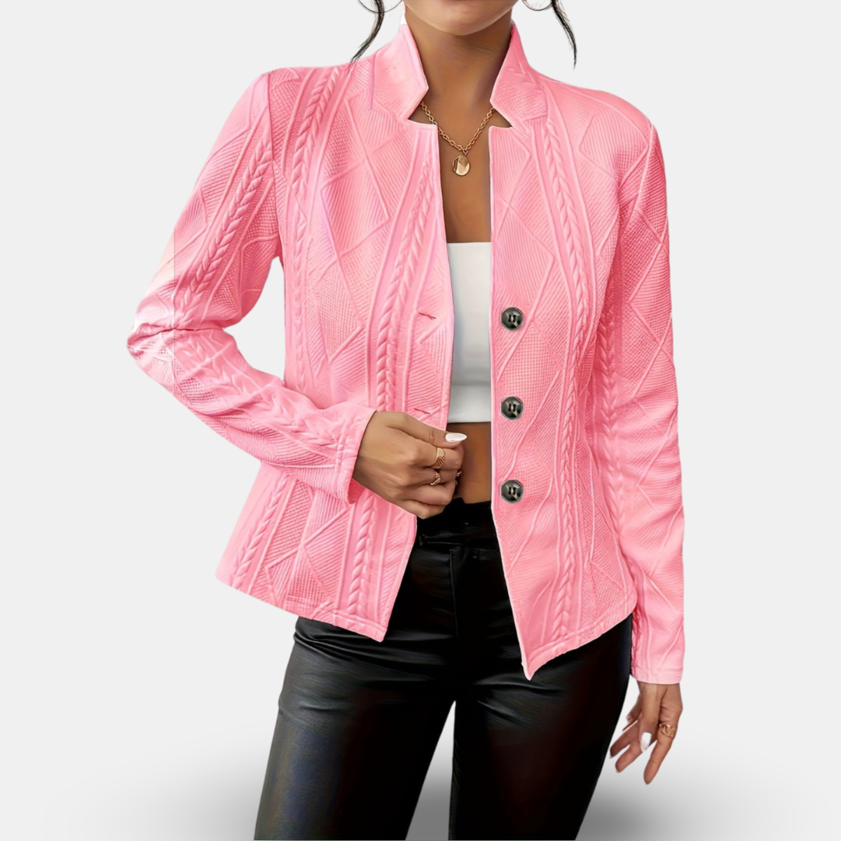 Rosgrove | Women - Textured Geometric Blazer - Tailored Fit