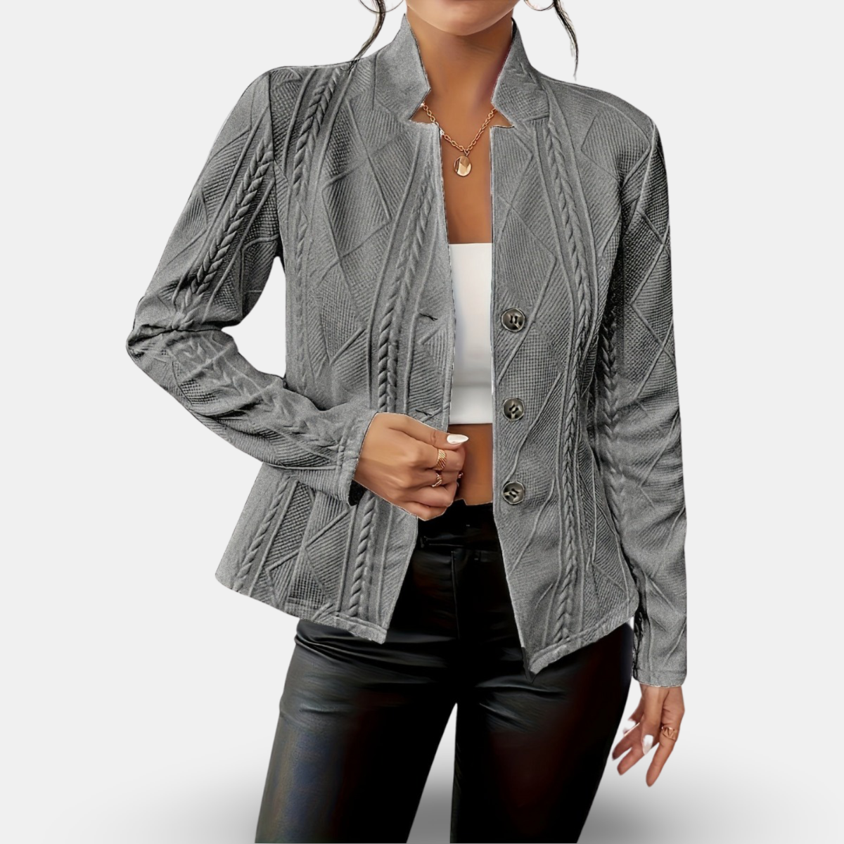 Rosgrove | Women - Textured Geometric Blazer - Tailored Fit