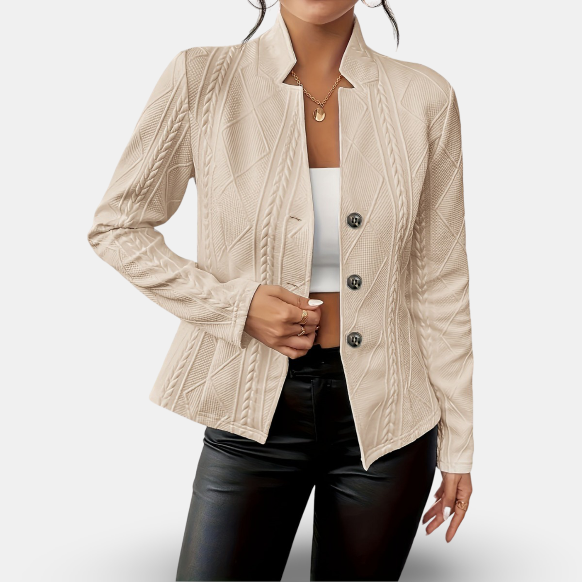 Rosgrove | Women - Textured Geometric Blazer - Tailored Fit