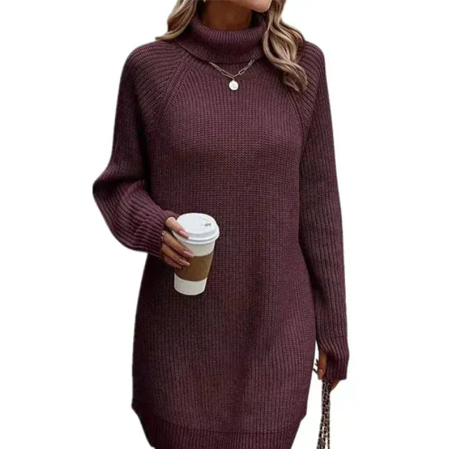 Rosgrove | Women - Turtleneck Knit Jumper Dress - Long Sleeve