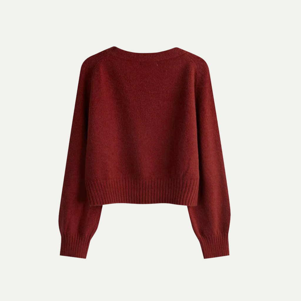 Rosgrove | Women - V-Neck Button Cardigan - Asymmetric Knit Style