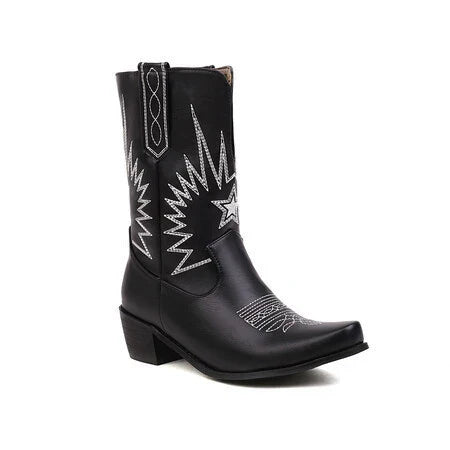Rosgrove | Women - Stylish Mid-Calf Western Boots - Embroidered