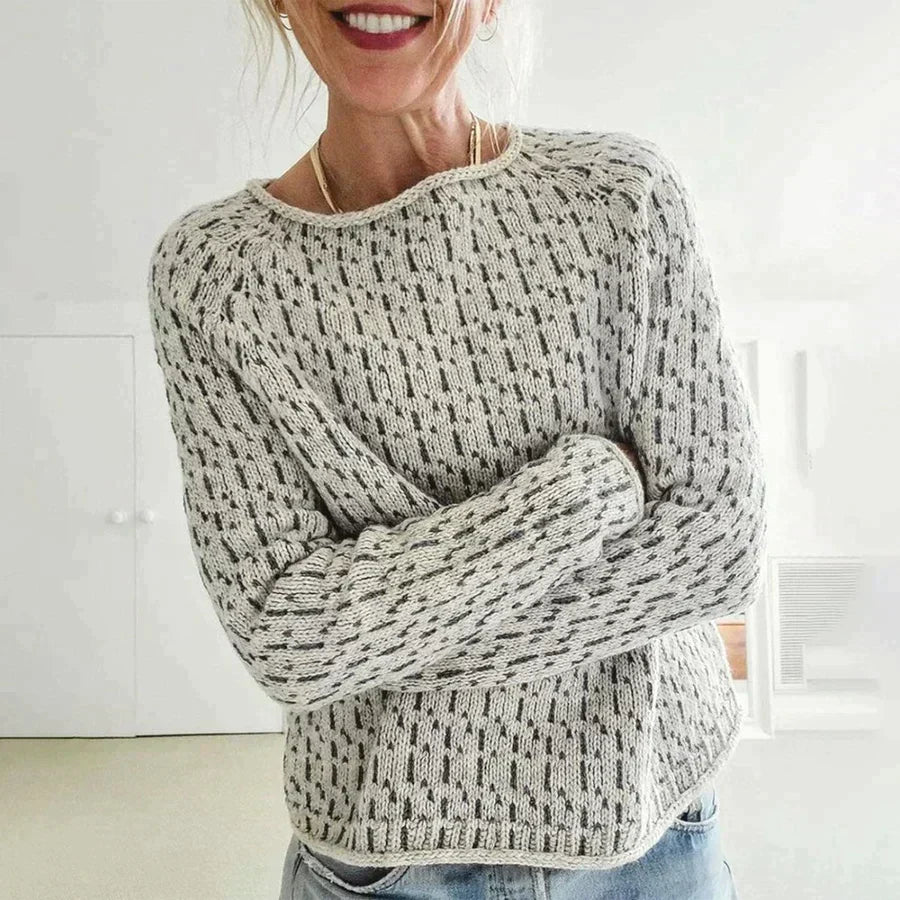 Rosgrove | Women's - Knitted Jumper - Elegant Grey Long Sleeve