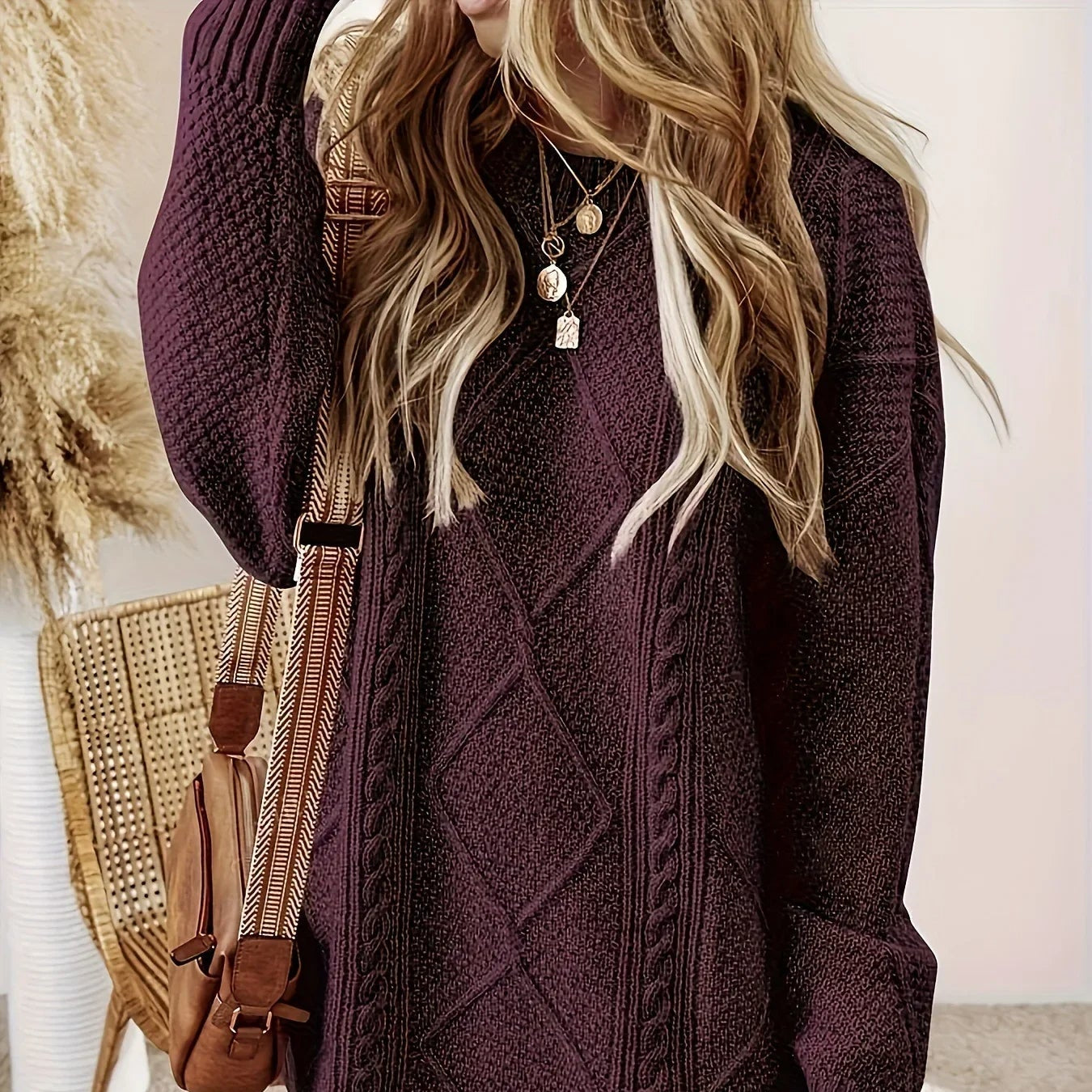 Rosgrove | Women - Cable Knit Jumper Dress - Oversized