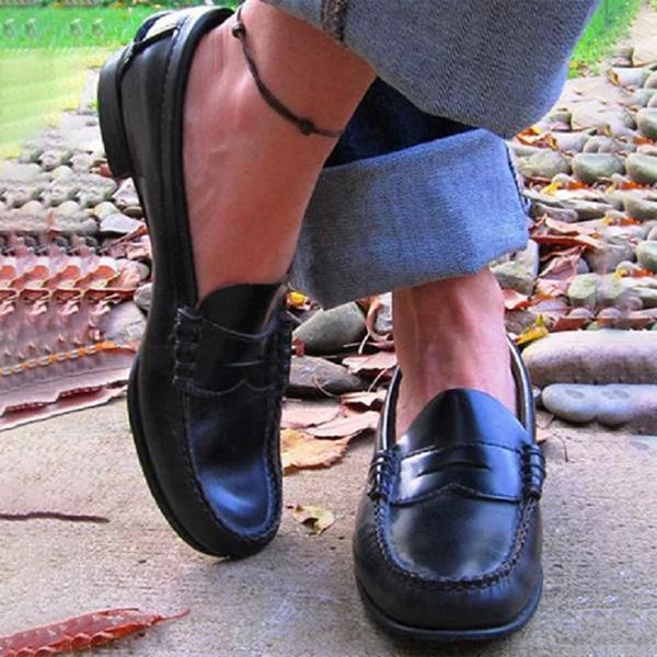 Rosgrove | Women - Leather Penny Loafers - Classic Slip-On Style