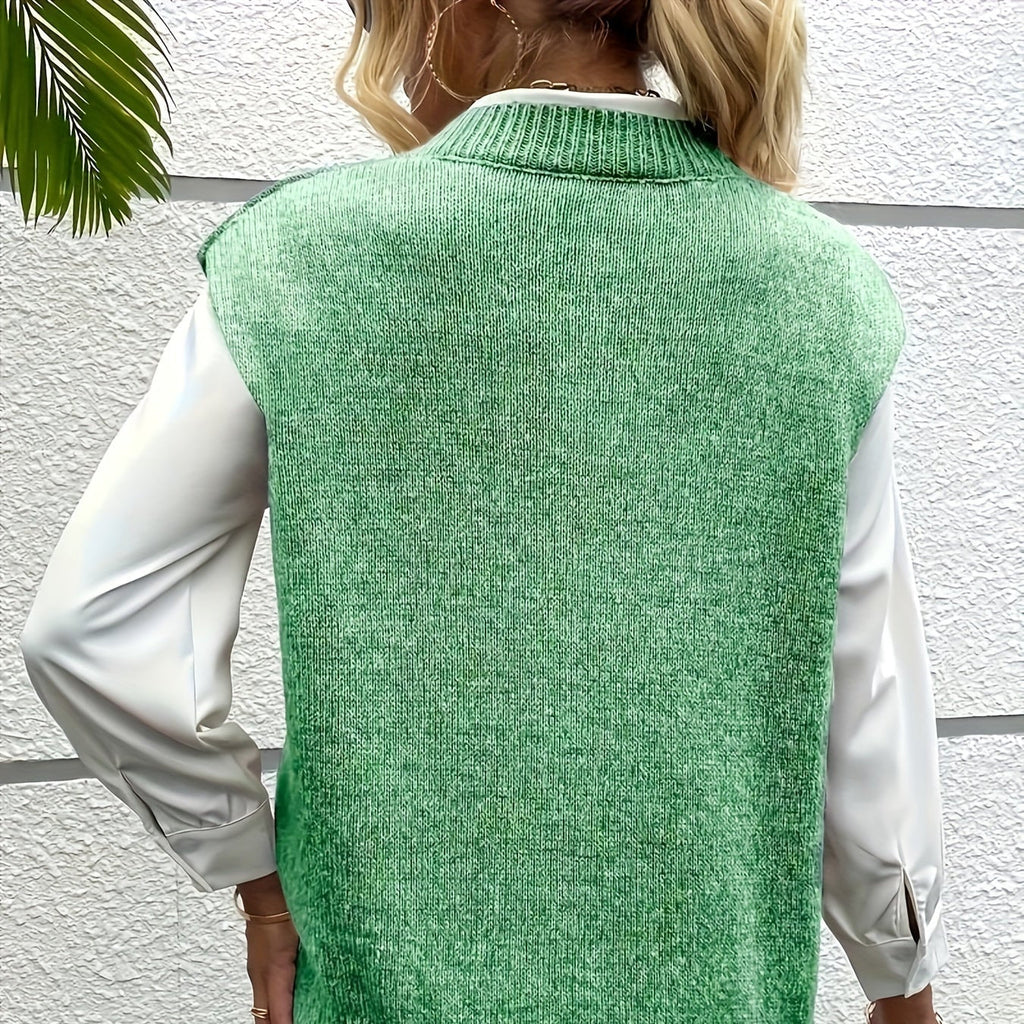 Rosgrove | Women - Ribbed V-Neck Jumper Vest - Relaxed Fit