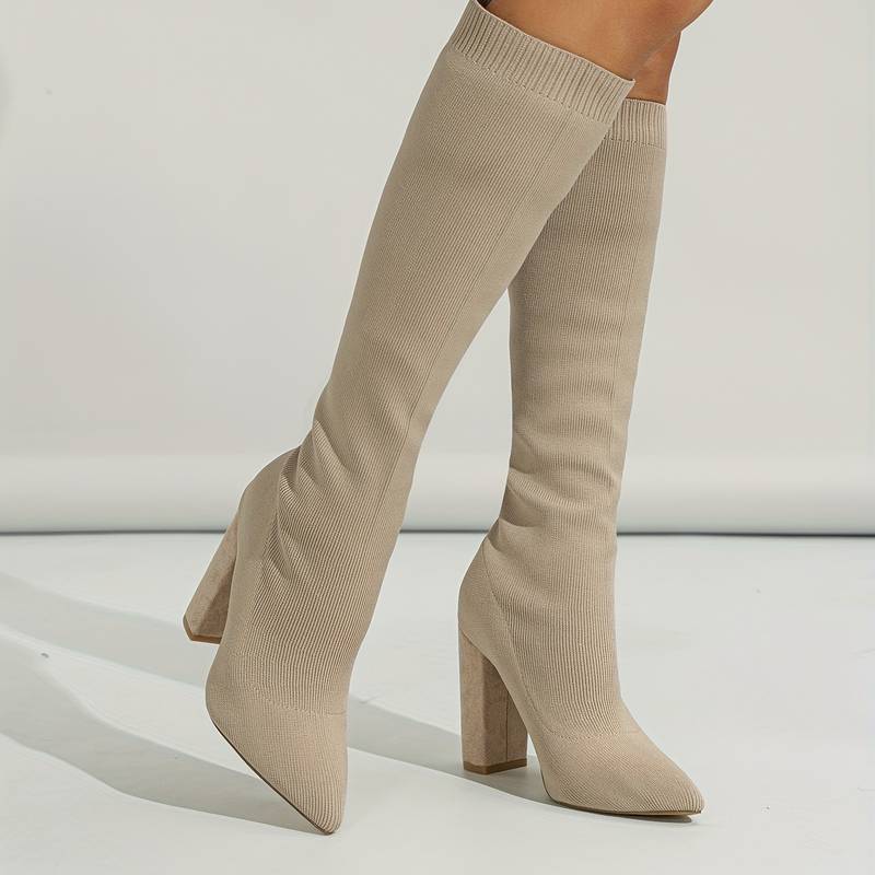 Rosgrove | Women - Sock Fit Knee-High Boots - Pointed Toe