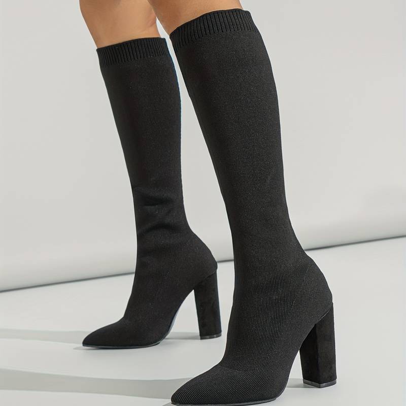 Rosgrove | Women - Sock Fit Knee-High Boots - Pointed Toe