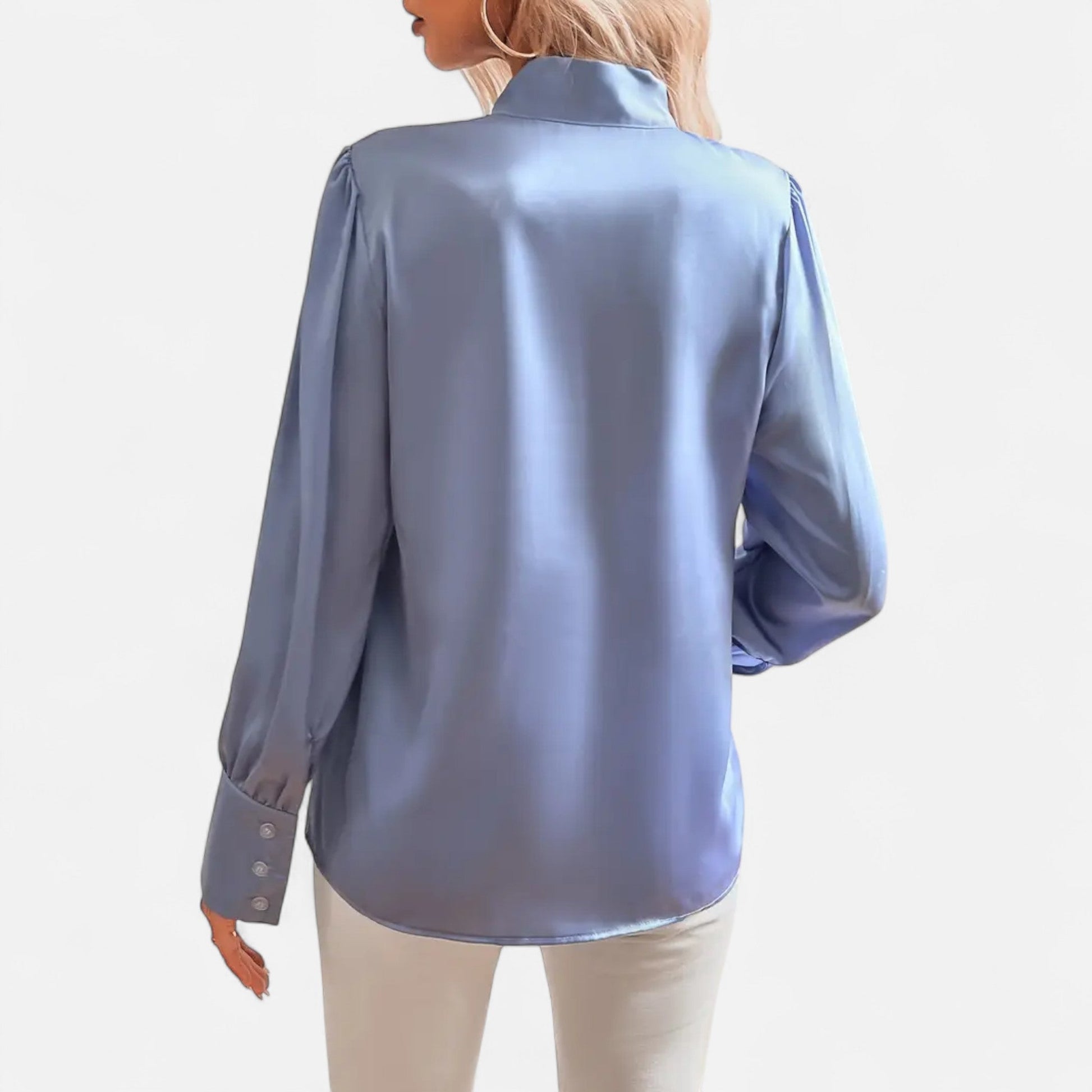 Rosgrove | Women - Satin Blouse with Bow Tie Neck Style