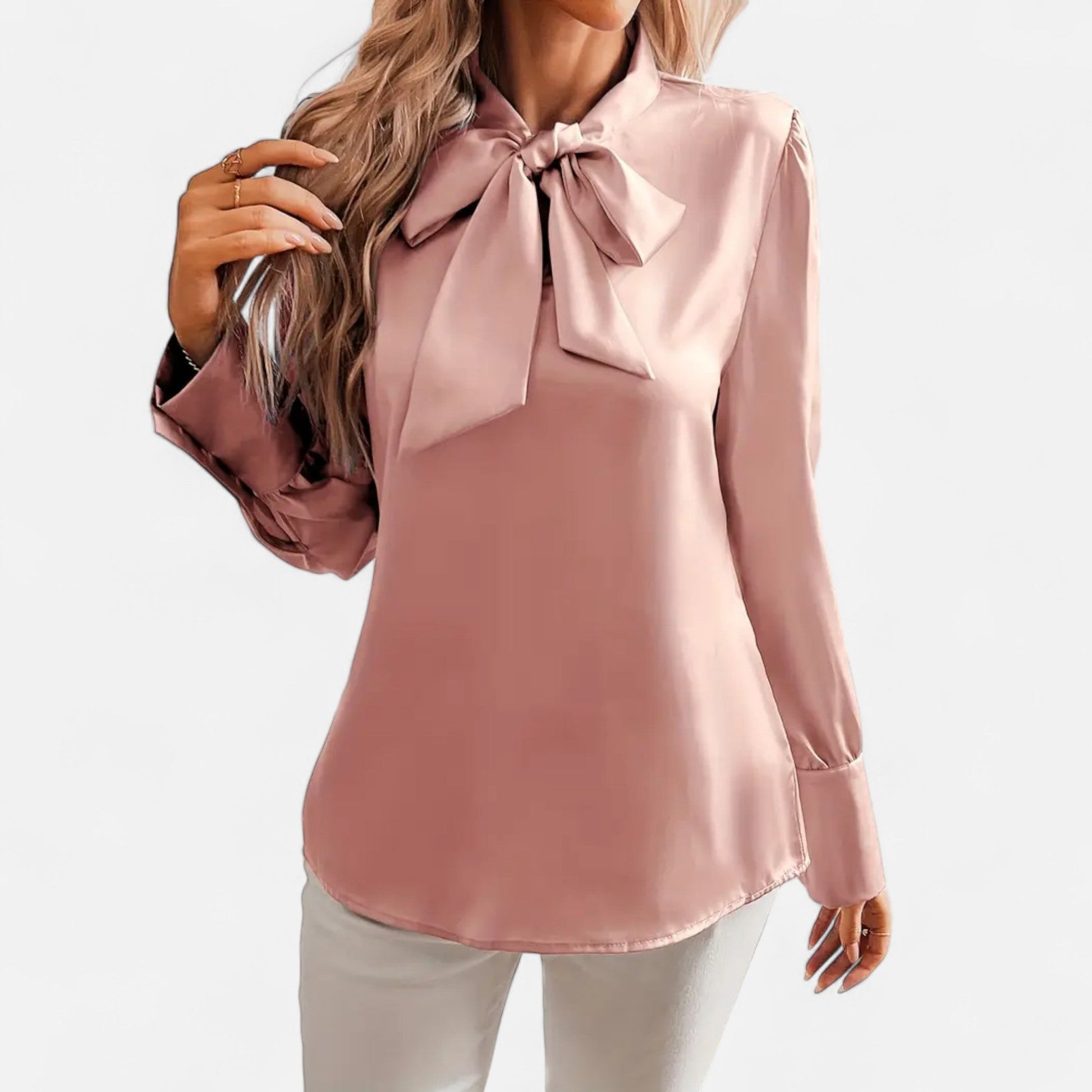 Rosgrove | Women - Satin Blouse with Bow Tie Neck Style