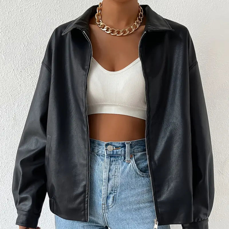 Rosgrove | Women - Faux Leather Jacket - Versatile Style