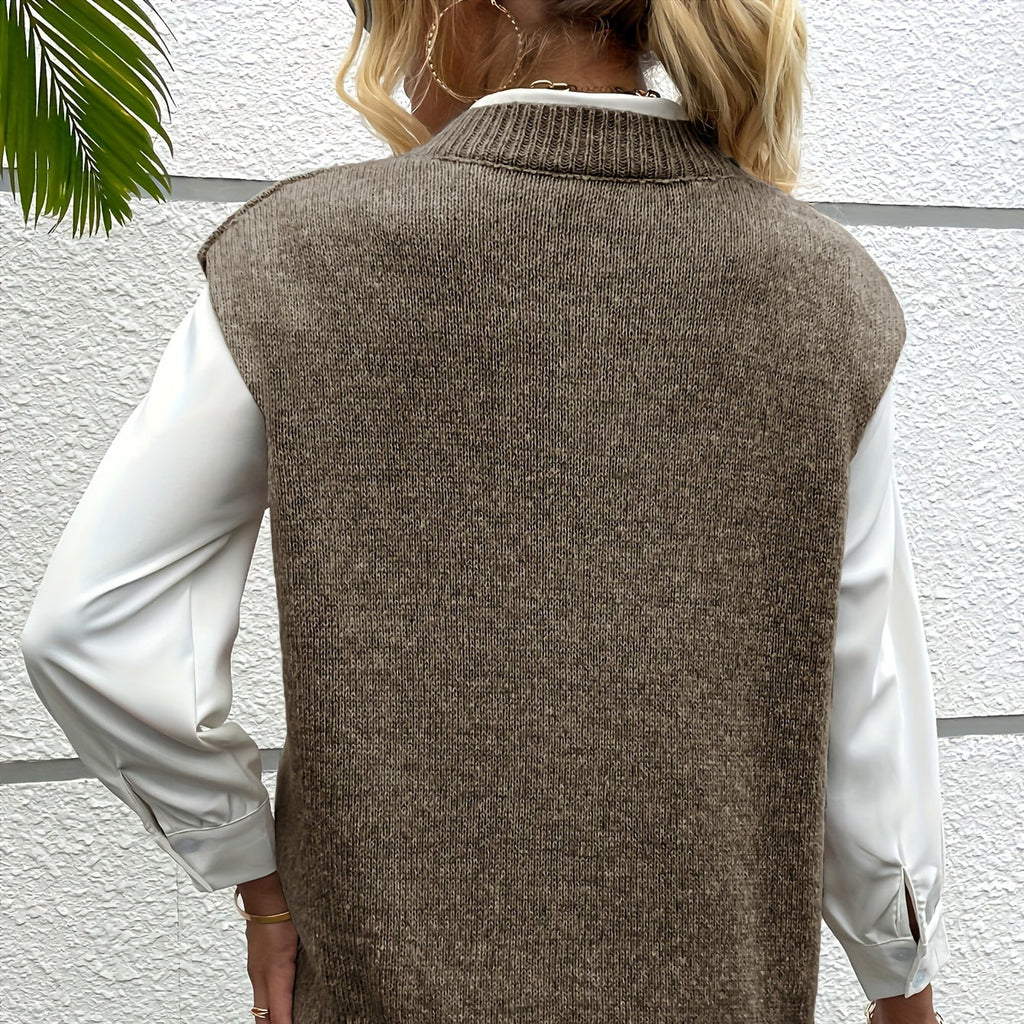 Rosgrove | Women - Ribbed V-Neck Jumper Vest - Relaxed Fit