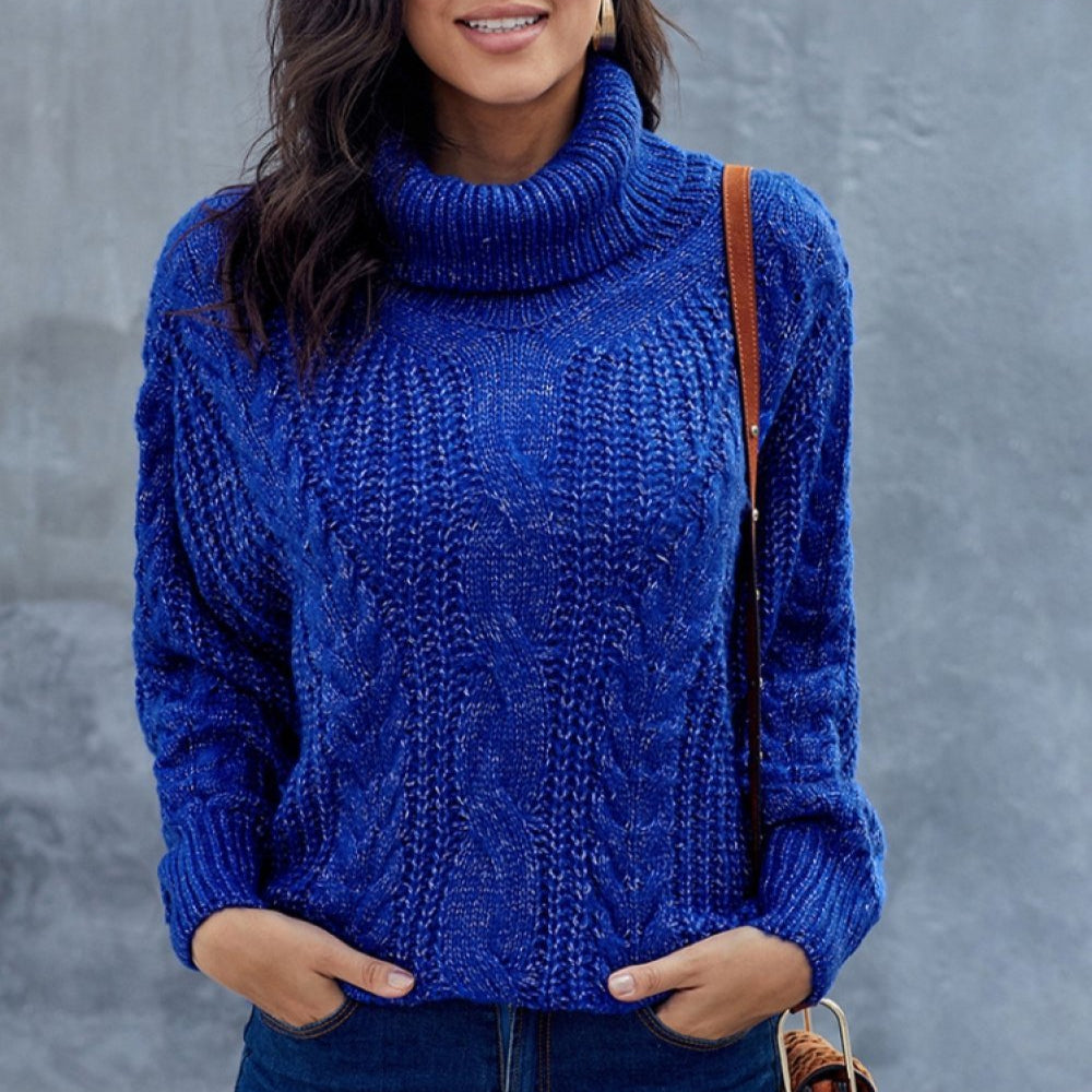 Rosgrove | Women - Cable Knit Turtleneck Jumper - Oversized Fit