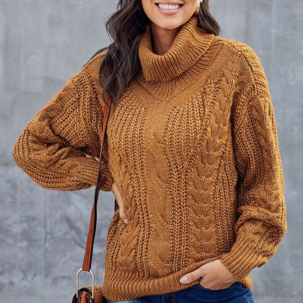 Rosgrove | Women - Cable Knit Turtleneck Jumper - Oversized Fit