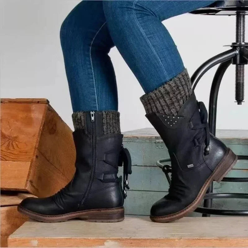 Rosgrove | Women - Suede Look Ankle Boots - Flat Sole