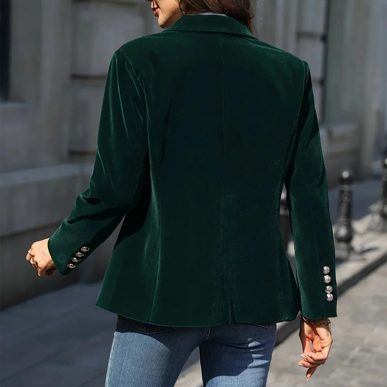 Rosgrove | Women - Velvet Blazer - Gold Button Details