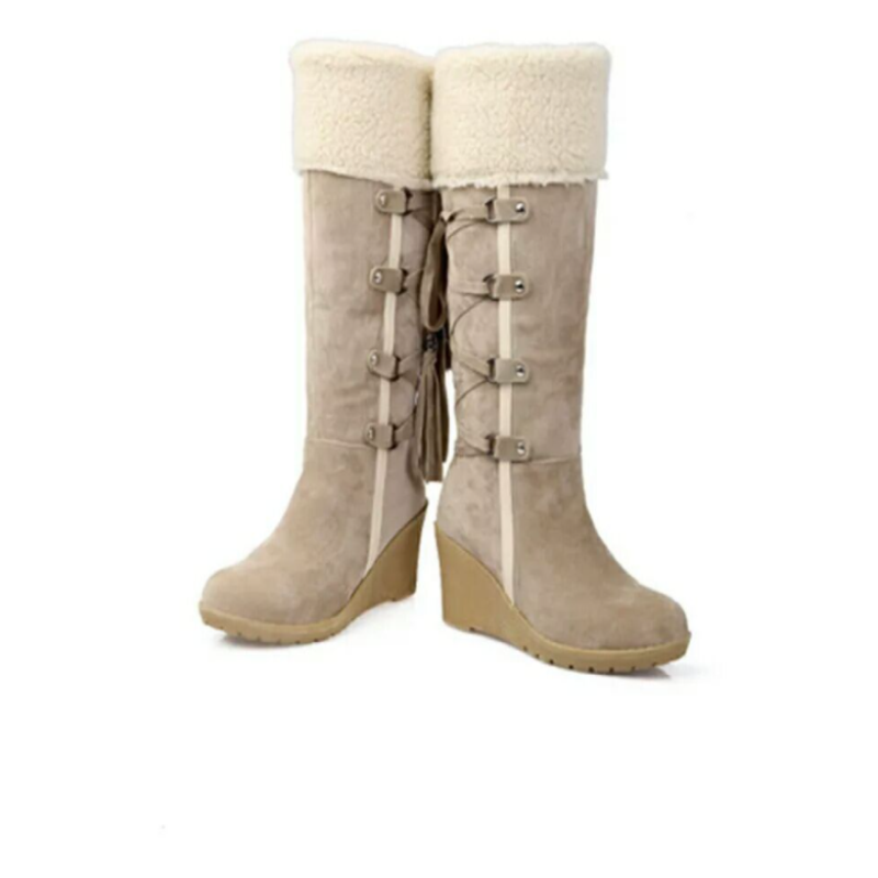 Rosgrove | Women - Knee-High Wedge Boots - Tassel Tie