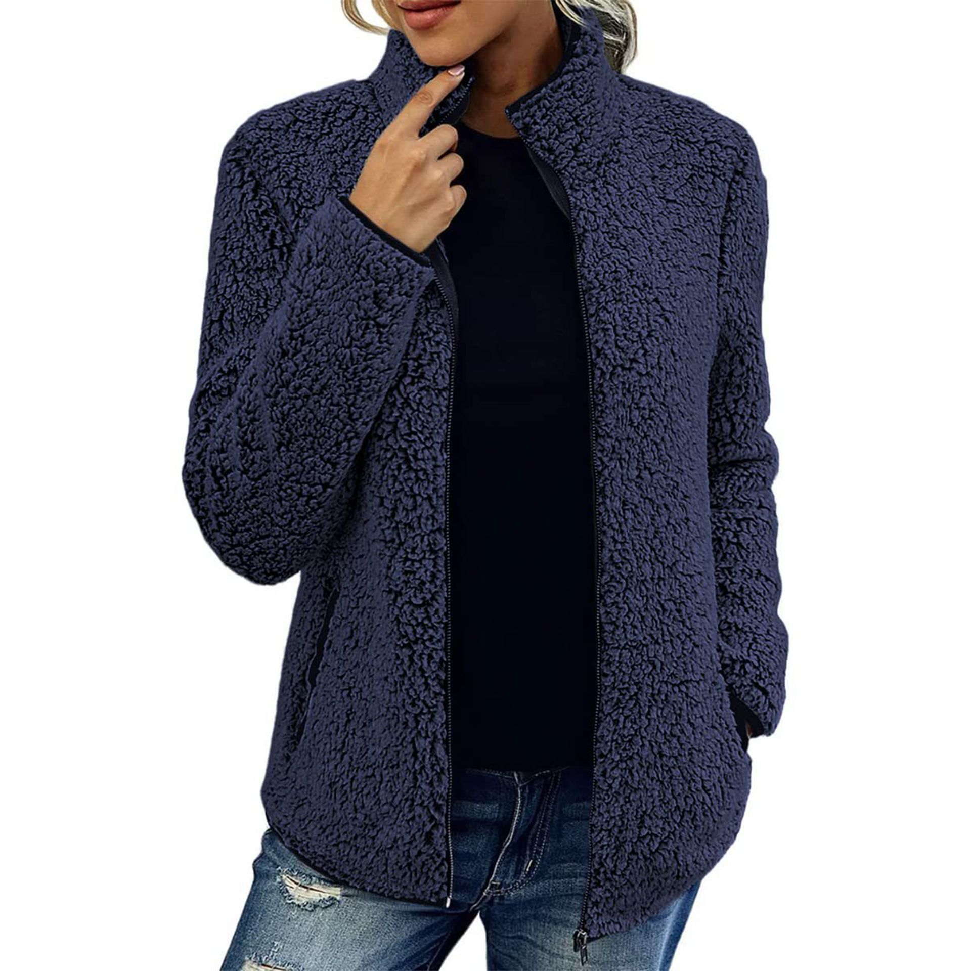 Rosgrove | Women - Fluffy Fleece Jacket - High Collar