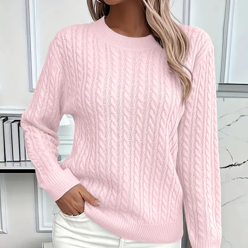 Rosgrove | Women - Classic Fit Sweatshirt - Cable Knit Look