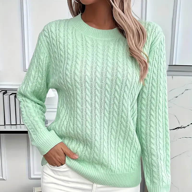 Rosgrove | Women - Classic Fit Sweatshirt - Cable Knit Look