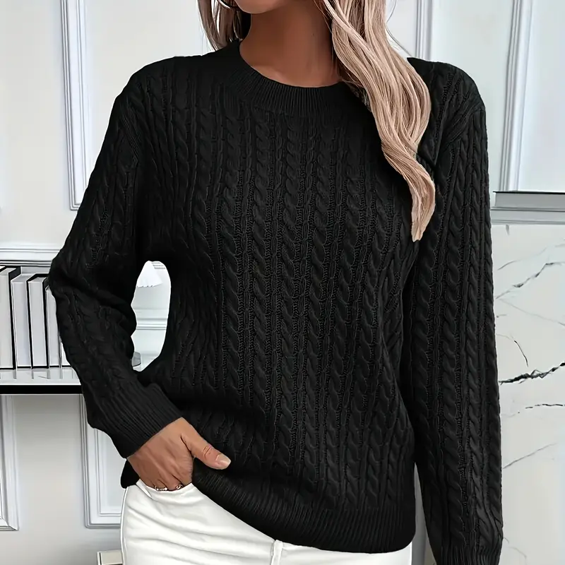 Rosgrove | Women - Classic Fit Sweatshirt - Cable Knit Look