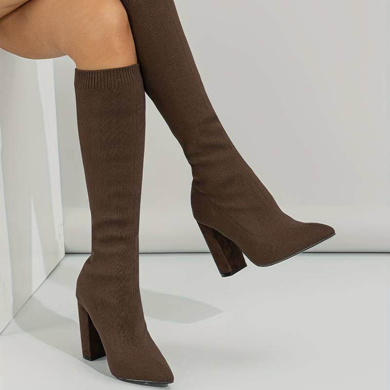 Rosgrove | Women - Sock Fit Knee-High Boots - Pointed Toe