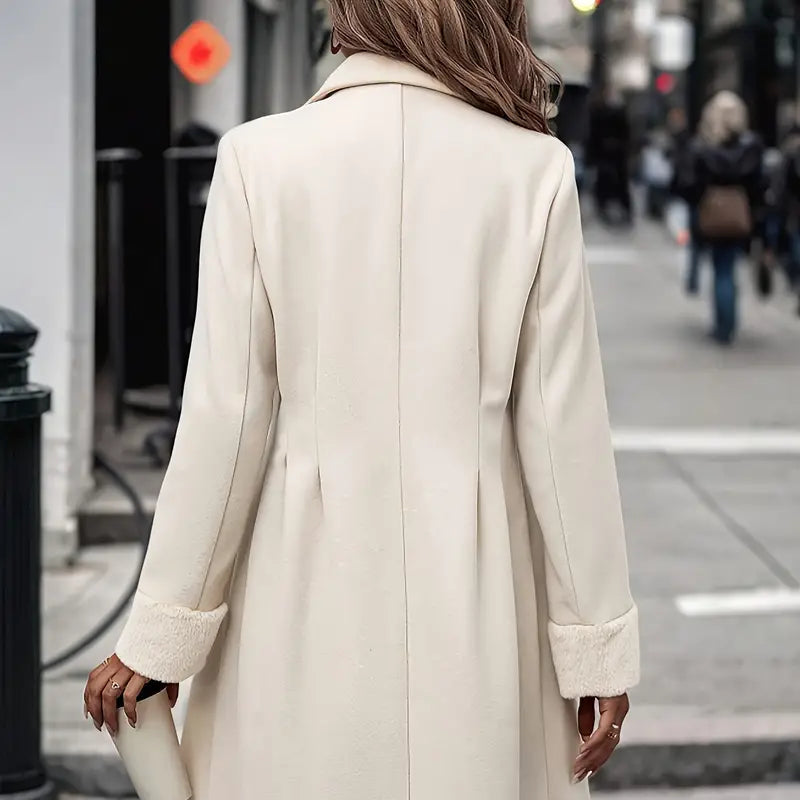 Rosgrove | Women - Apricot Double-Breasted Coat - Fuzzy Cuffs