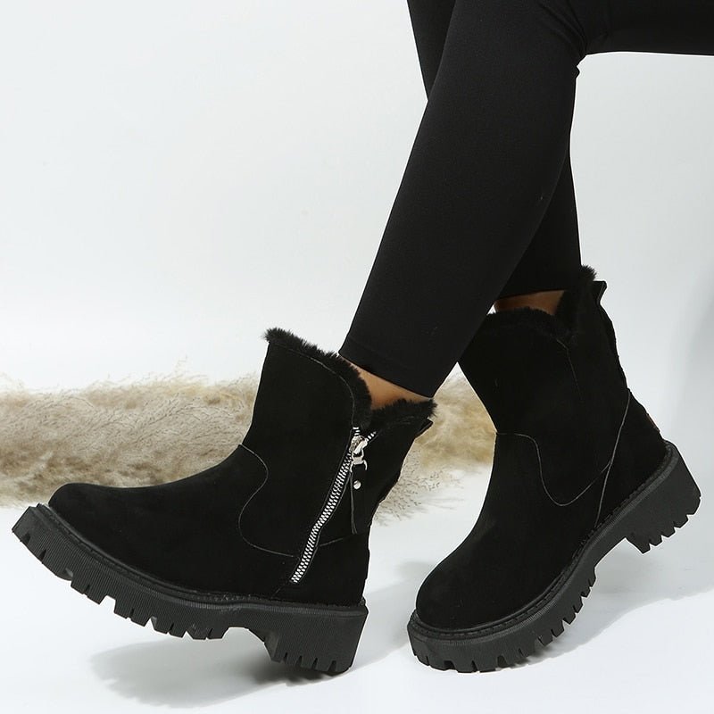 Rosgrove | Women - Warm Suede Look Ankle Boots - Side Zip