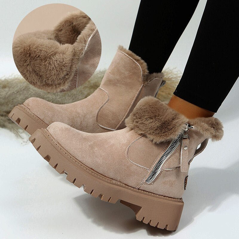 Rosgrove | Women - Warm Suede Look Ankle Boots - Side Zip