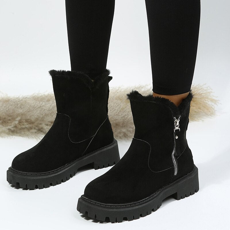 Rosgrove | Women - Warm Suede Look Ankle Boots - Side Zip