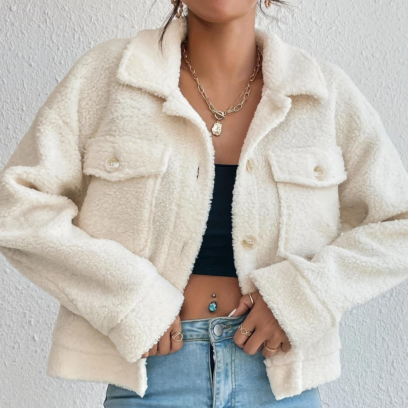 Rosgrove | Women - Cropped Sherpa Coat - Wool Blend