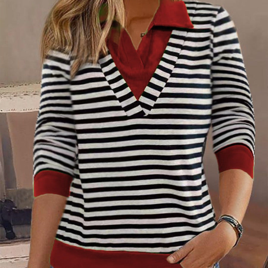 Rosgrove | Women - Striped Cotton Sweatshirt - Relaxed Fit