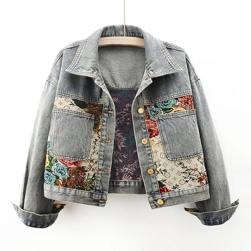 Rosgrove | Women - Floral Denim Jacket