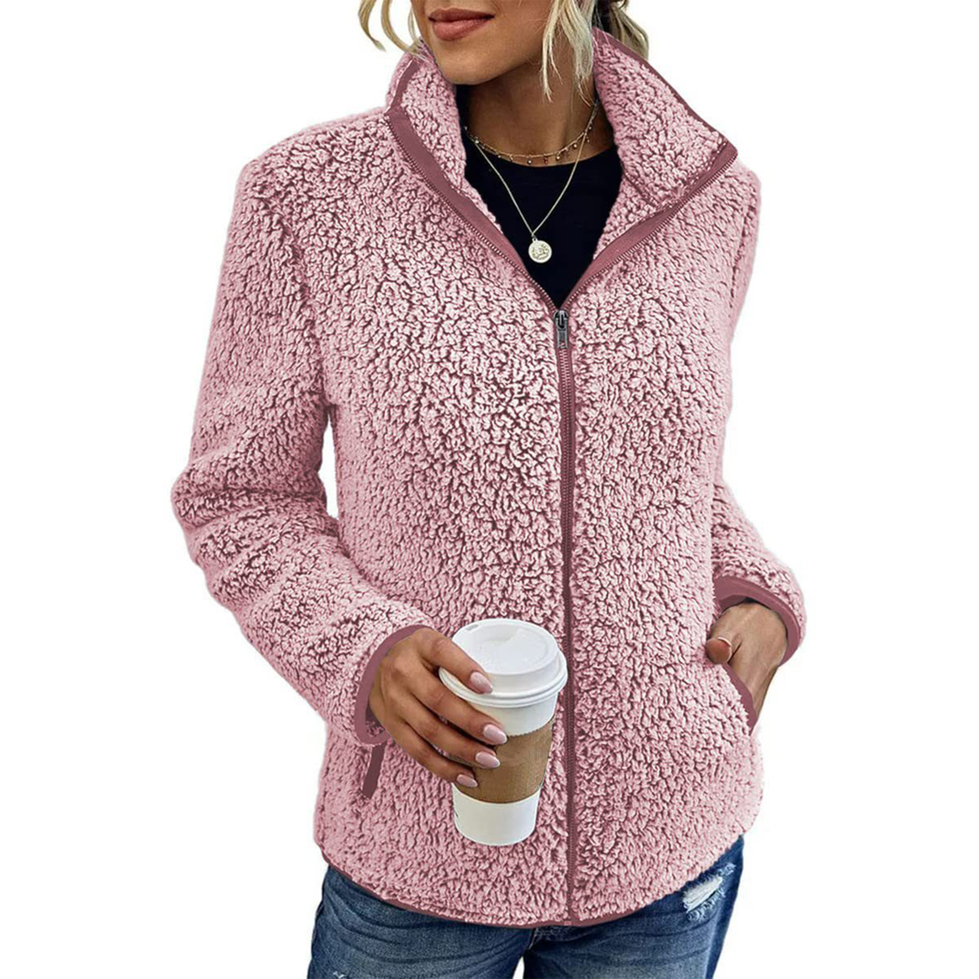 Rosgrove | Women - Fluffy Fleece Jacket - High Collar
