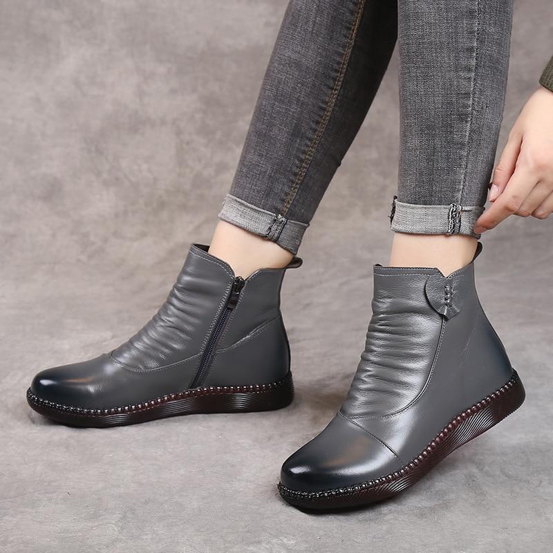 Rosgrove | Women - Faux Leather Ankle Boots - Ruched Front