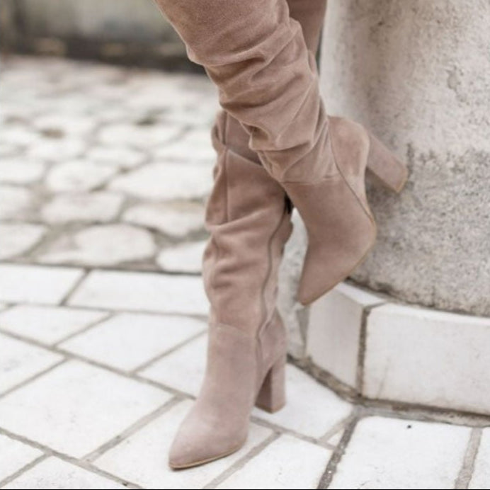 Rosgrove | Women - Knee-High Slouch Boots - High Block Heel
